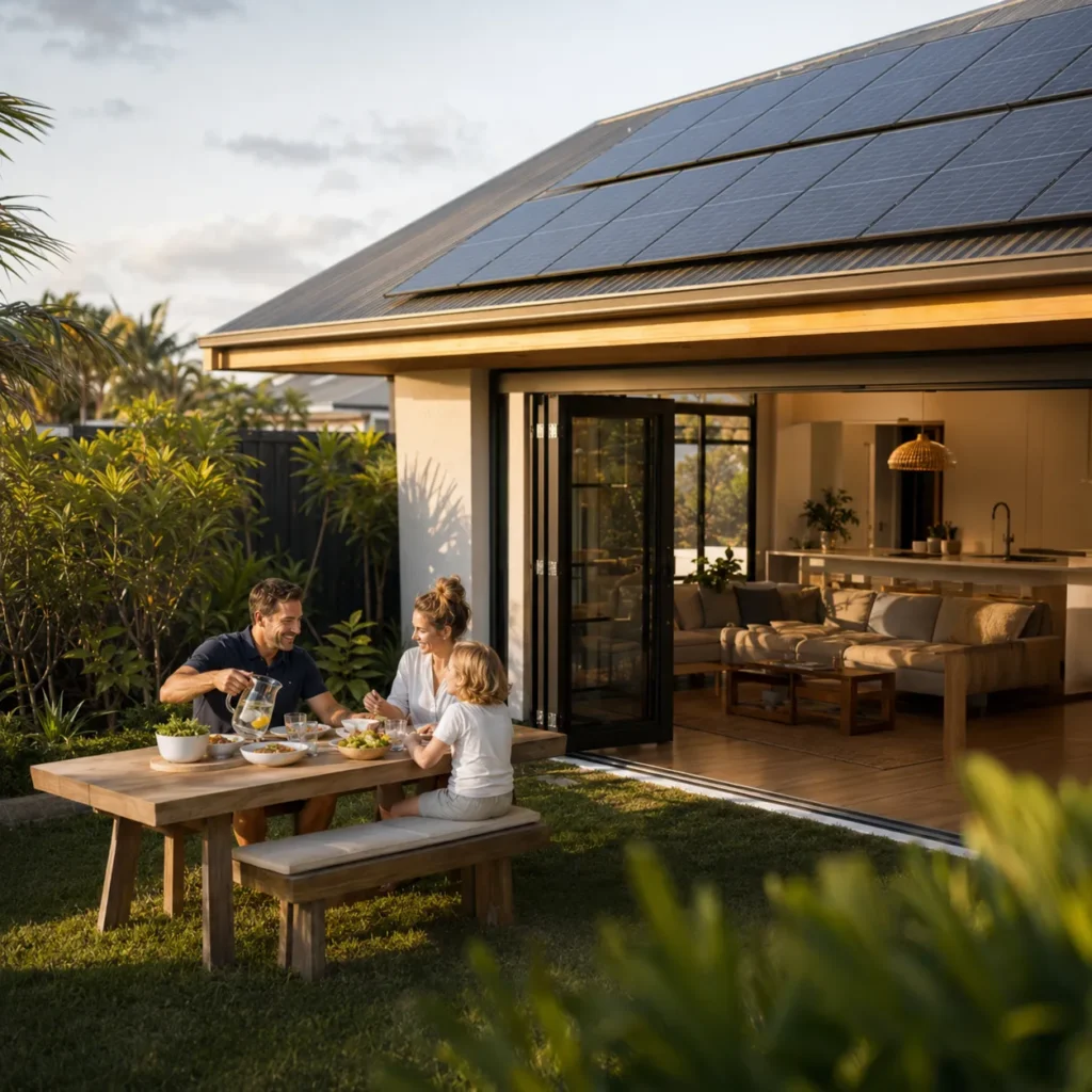Queensland family home with rooftop solar panels providing clean, energy-efficient residential solar power.