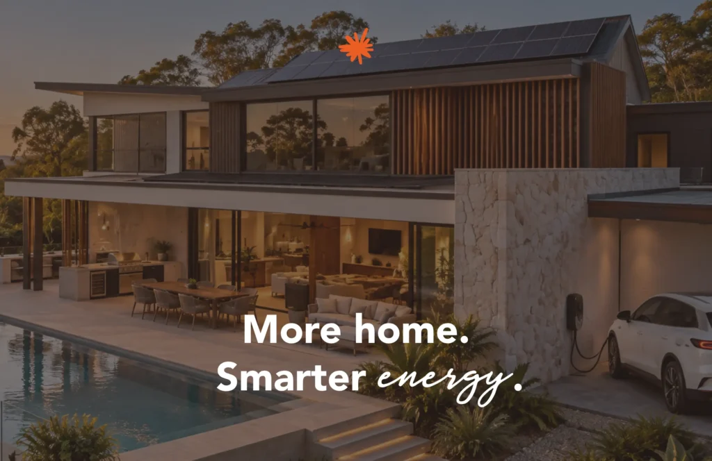 Large luxury Queensland home with rooftop solar panels, swimming pool and EV charging